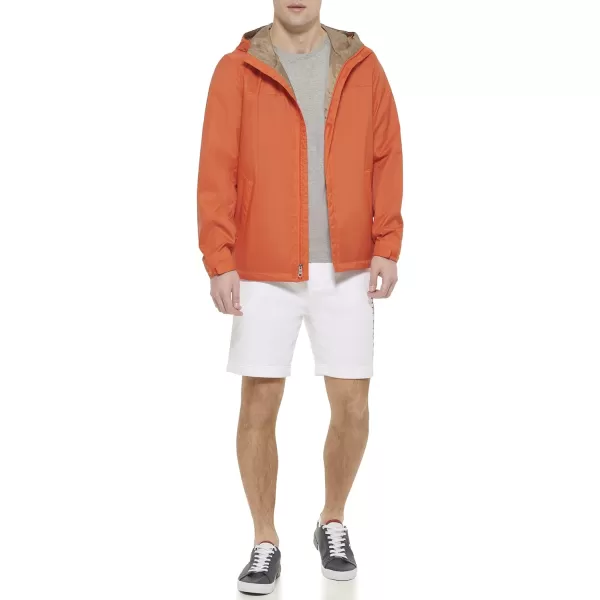 Tommy Hilfiger Mens Waterproof Breathable Hooded Jacket RaincoatOrange