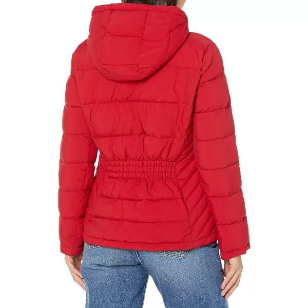 Tommy Hilfiger Womens Hooded Zip Front Short Packable JacketCrimson