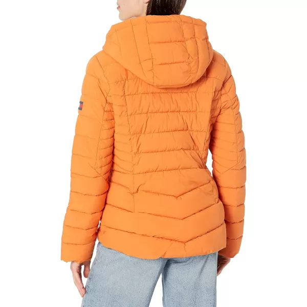 Tommy Hilfiger Womens Hooded Zip Front Short Packable JacketSaffron Apricot