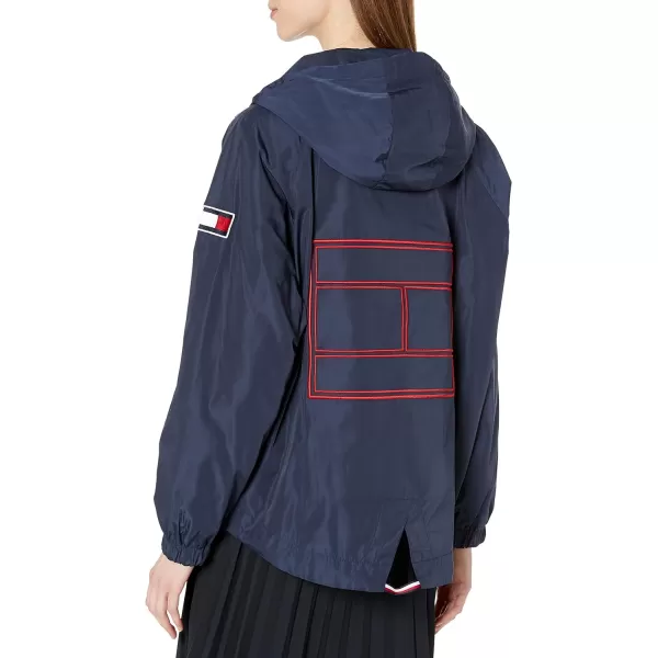 Tommy Hilfiger Womens Iconic Hooded Windbreaker JacketMidnight Blue