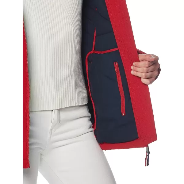 Tommy Hilfiger Womens Puffer Lightweight Hooded Jacket with Drawstring Packing BagCrimson