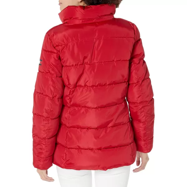 Tommy Hilfiger Womens Zip Up Short Puffer JacketCrimson