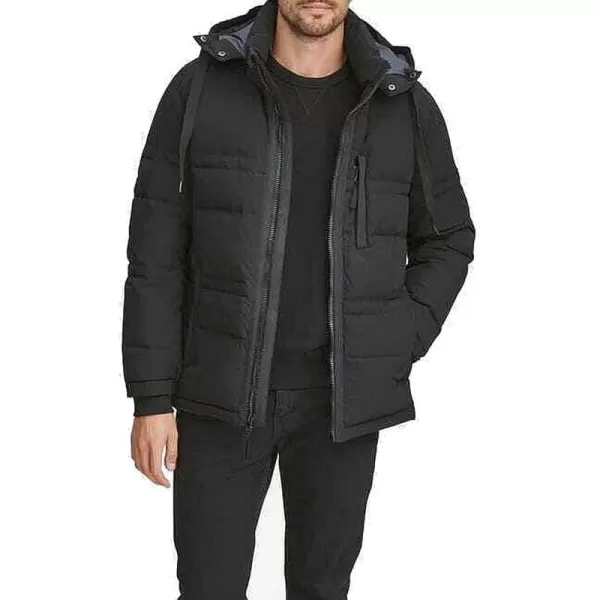 Andrew Marc Mens Huxley Mid Length Hooded JacketBlack