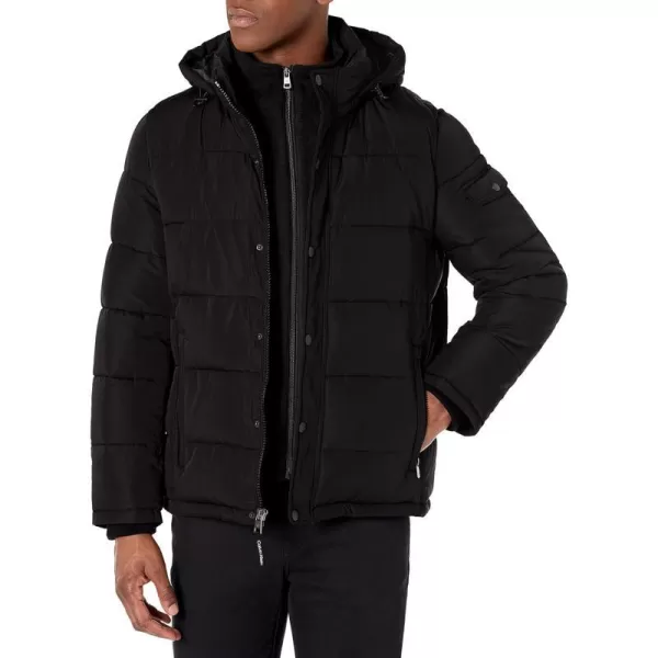 Calvin Klein Mens Core Puffer with Polar Fleece Bib JacketEbony