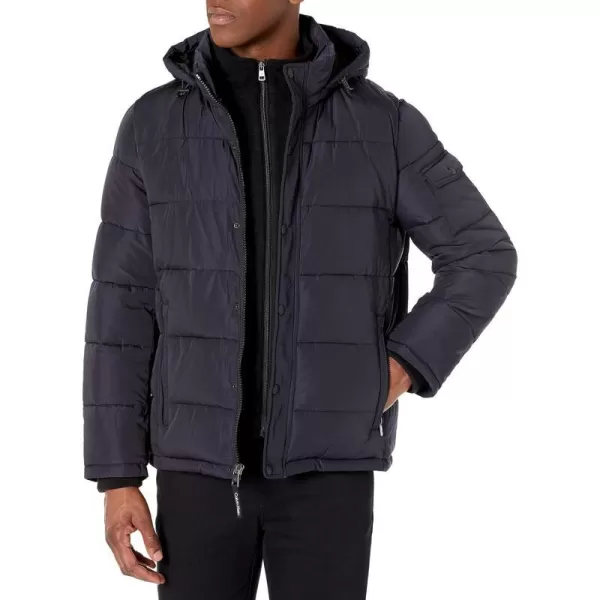 Calvin Klein Mens Core Puffer with Polar Fleece Bib JacketTrue Navy