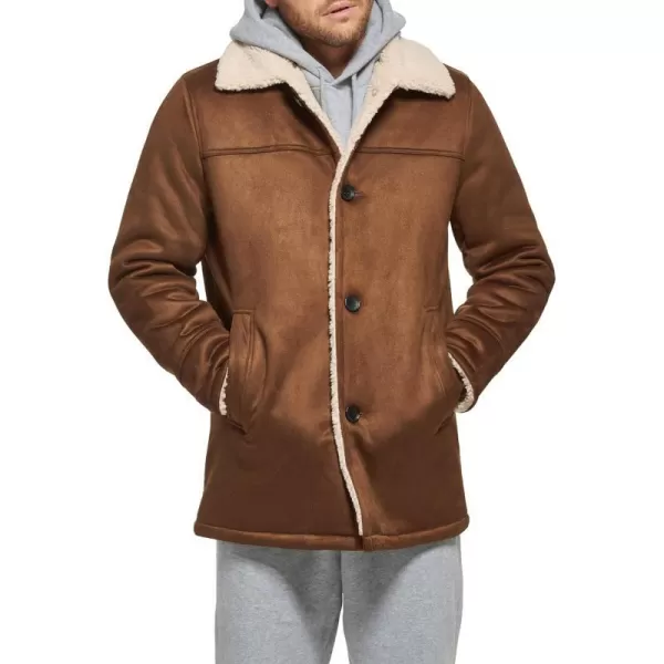 Calvin Klein Mens Faux Shearling JacketCognac