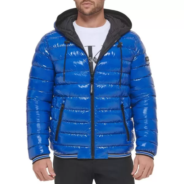 Calvin Klein Mens Hooded Super Shine Puffer JacketBlue