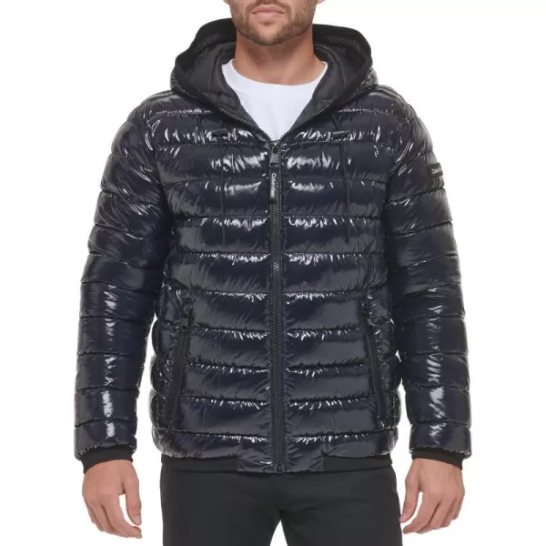 Calvin Klein Mens Hooded Super Shine Puffer JacketNavy