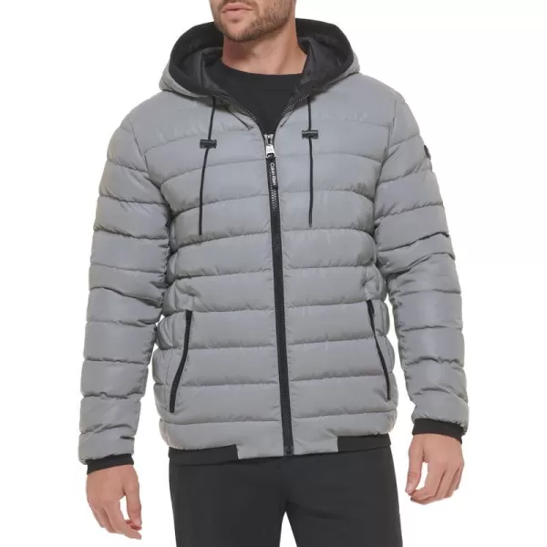 Calvin Klein Mens Hooded Super Shine Puffer JacketReflective