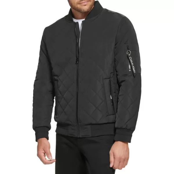 Calvin Klein Mens Quilted Zipper Detail Flight JacketBlack