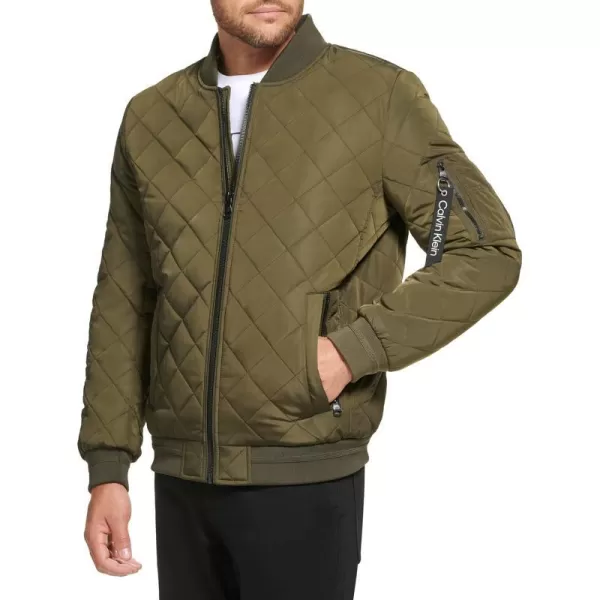 Calvin Klein Mens Quilted Zipper Detail Flight JacketOlivine