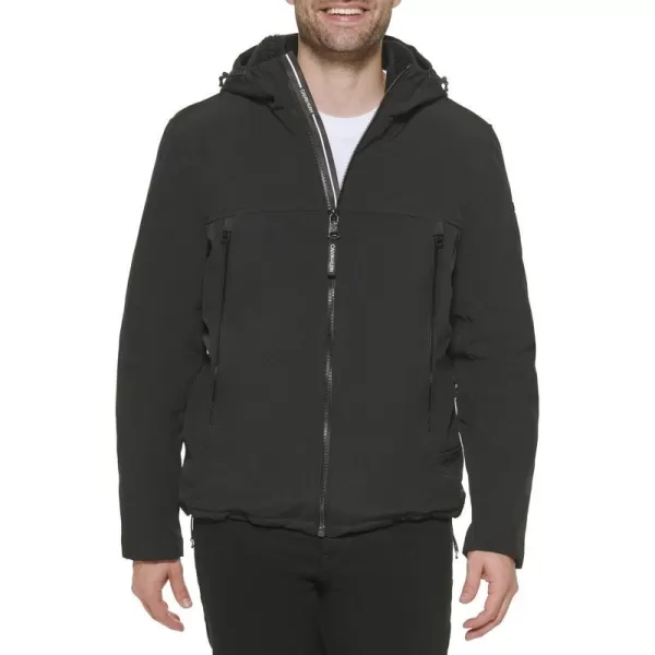 Calvin Klein Mens Sherpa Lined Hooded Soft Shell JacketBlack