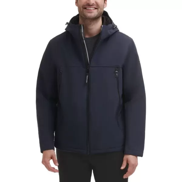 Calvin Klein Mens Sherpa Lined Hooded Soft Shell JacketTrue Navy