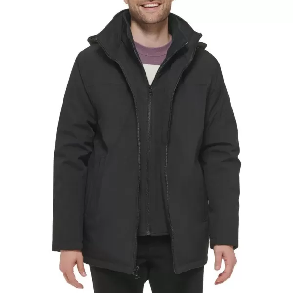 Calvin Klein Mens Water and Wind Resistant Hooded Coat from Fall Into WinterDeep Black