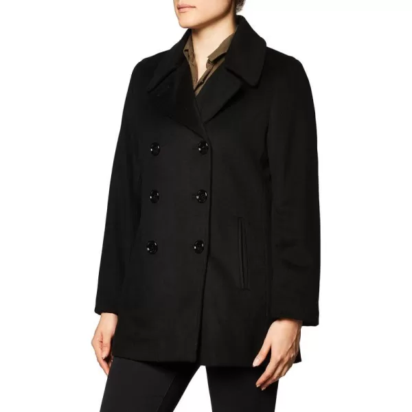 Calvin Klein Womens Double Breasted Peacoat Petite Standard PlusBlk