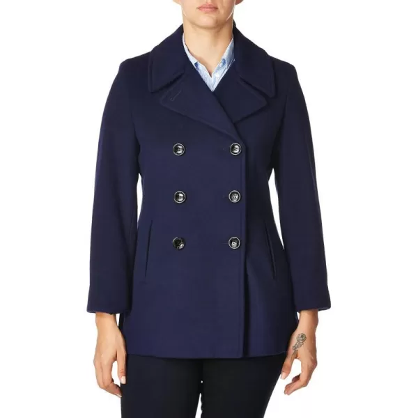 Calvin Klein Womens Double Breasted Peacoat Petite Standard PlusIndigo