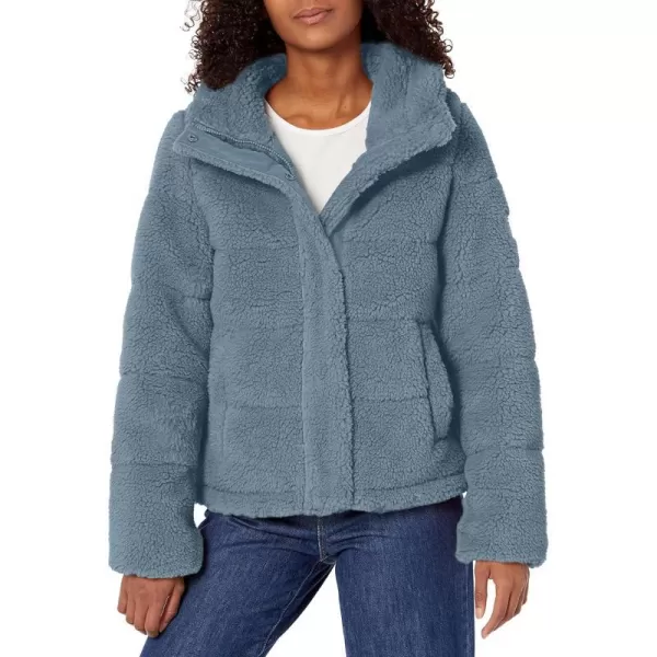 Calvin Klein Womens Faux Sherpa CoatDenim Blue