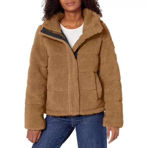 Calvin Klein Womens Faux Sherpa CoatKhaki