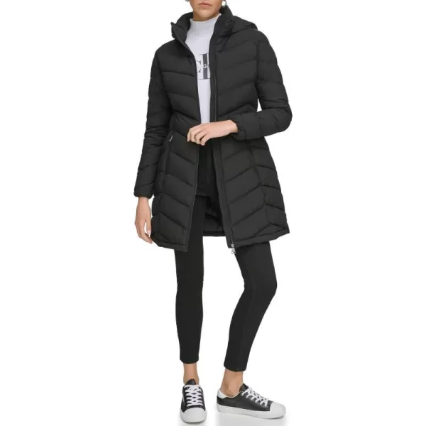 Calvin Klein Womens LightWeight Hooded Puffer JacketEbony