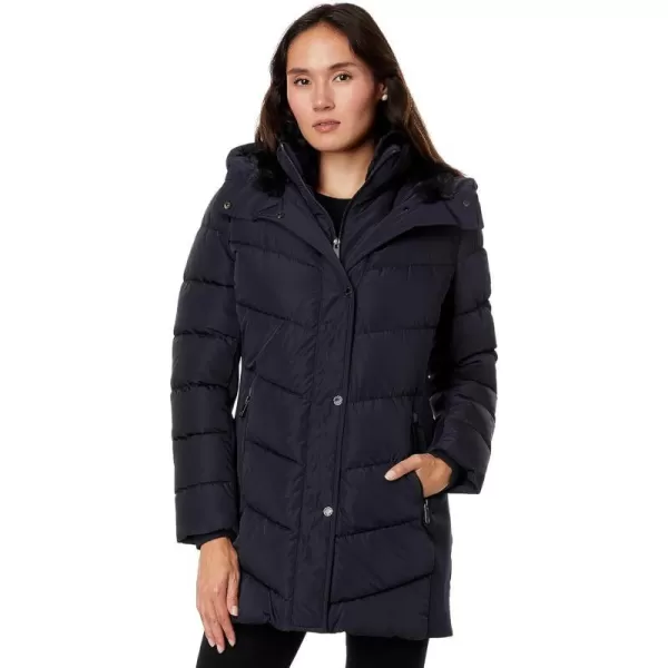 Calvin Klein Womens Long BibFront Puffer JacketNavy