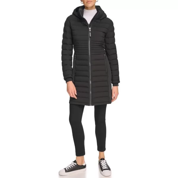 Calvin Klein Womens Long LightWeight Puffer JacketBlack