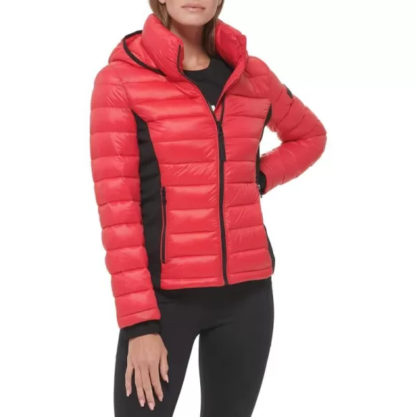 Calvin Klein Womens Water Resistant Casual Lightweight Scuba Side Panels JacketMandarin Red