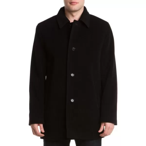 Cole Haan Mens Cashmere Blend Single Breasted Classic Coat With Shirt CollarBlack