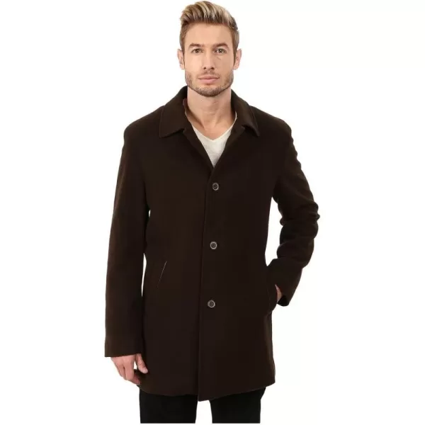 Cole Haan Mens Cashmere Blend Single Breasted Classic Coat With Shirt CollarEspresso