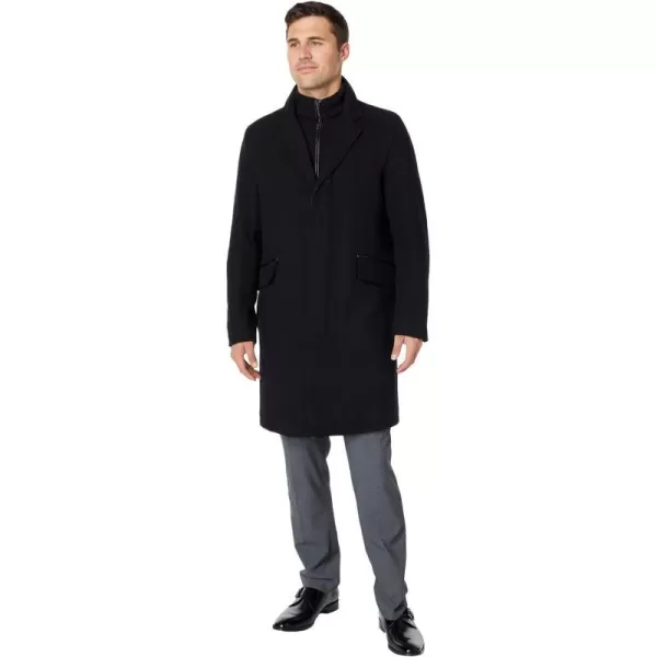 Cole Haan Mens Classic Wool Long Twill CoatBlack