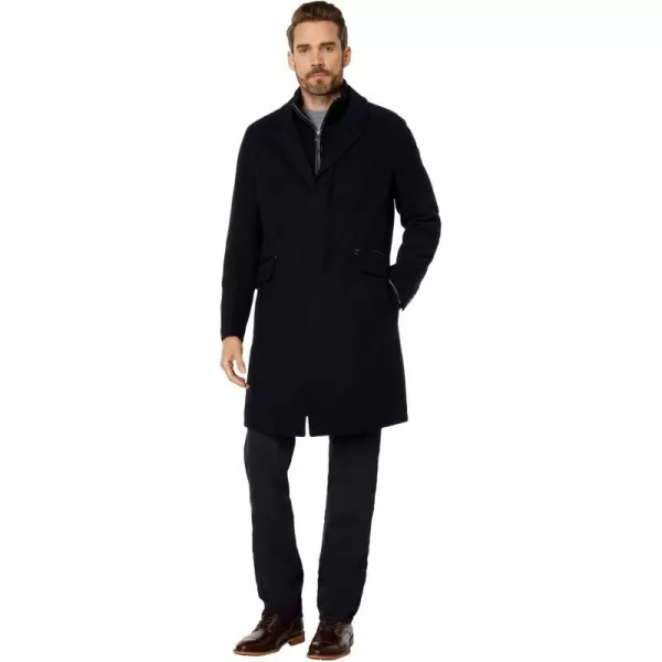 Cole Haan Mens Classic Wool Long Twill CoatNavy