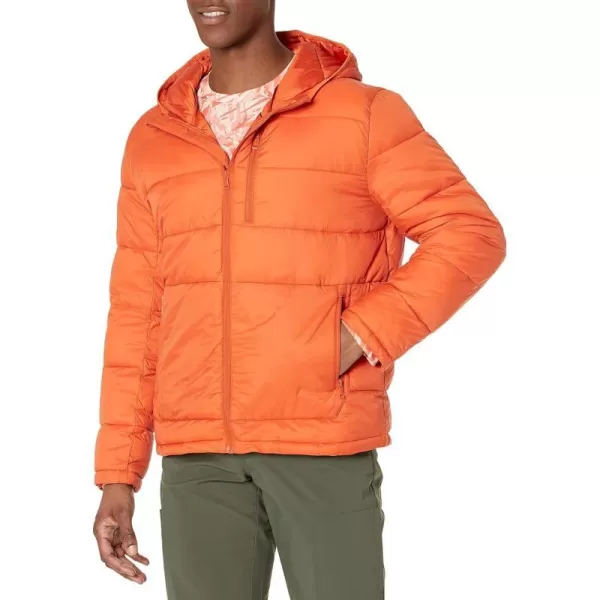 Cole Haan Mens Hooded Nylon Puffer JacketBurnt Orange