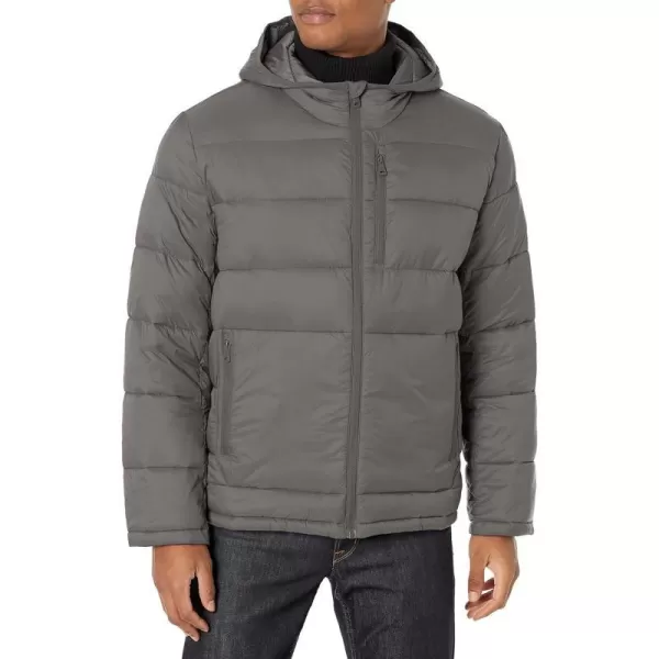 Cole Haan Mens Hooded Nylon Puffer JacketCharcoal