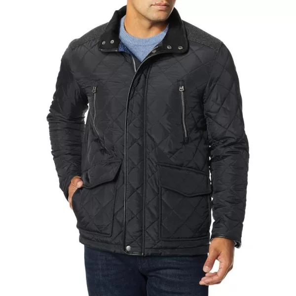 Cole Haan Mens Quilted Jacket with Wool YokeBlack