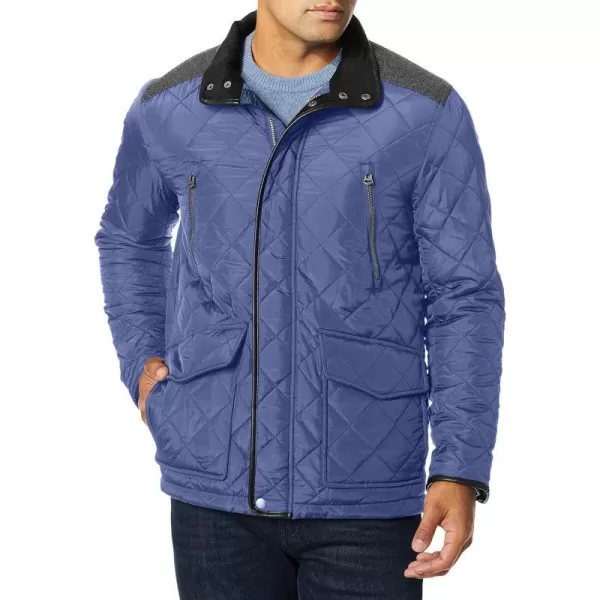 Cole Haan Mens Quilted Jacket with Wool YokeNavy