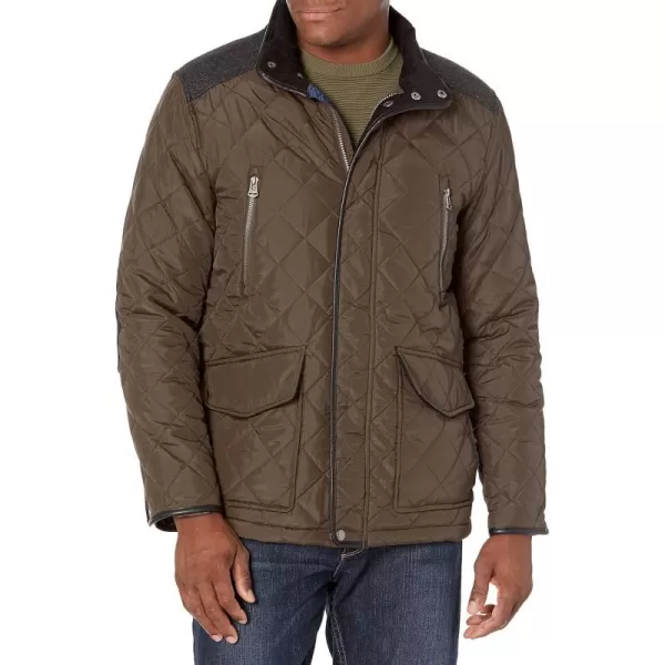 Cole Haan Mens Quilted Jacket with Wool YokeOlive