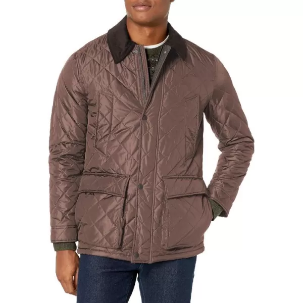 Cole Haan Mens Quilted Nylon Barn Jacket with Corduroy DetailsWren