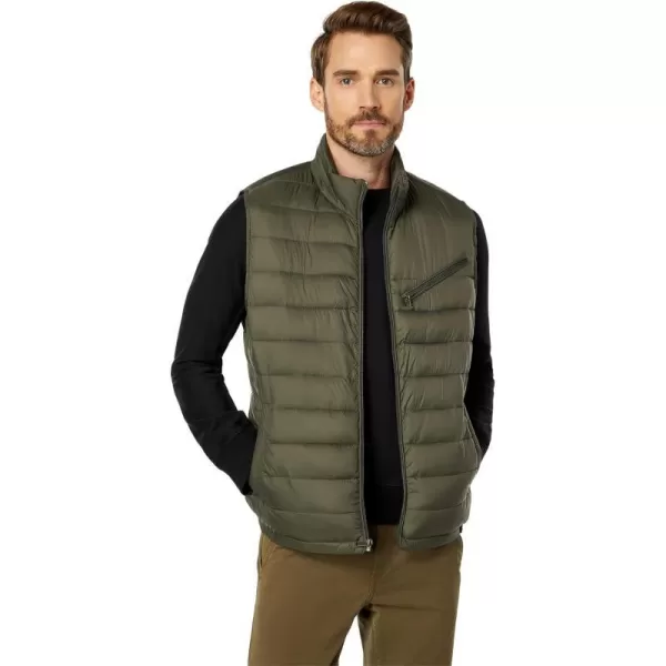 Cole Haan Mens Quilted Puffer Vest with Chest Zip PocketArmy