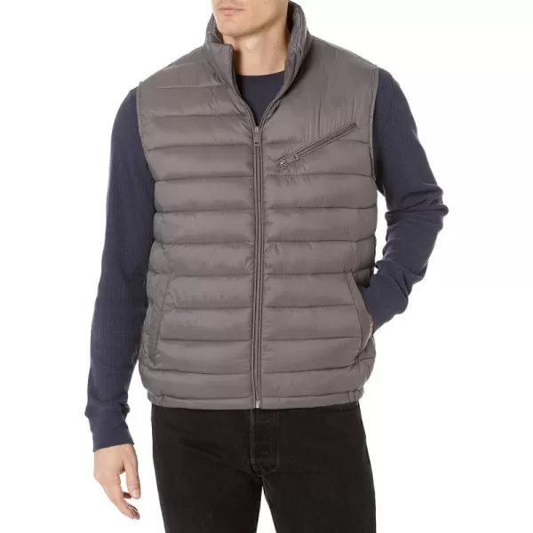 Cole Haan Mens Quilted Puffer Vest with Chest Zip PocketCharcoal