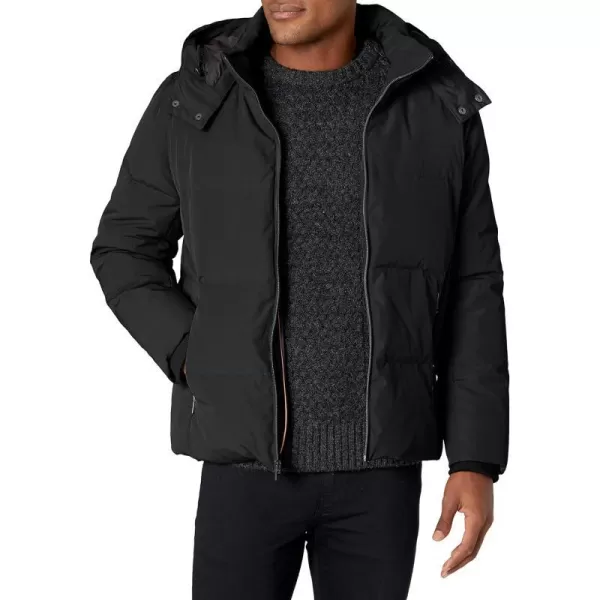 Cole Haan Mens Short Down Parka with Hooded Down CoatBlack