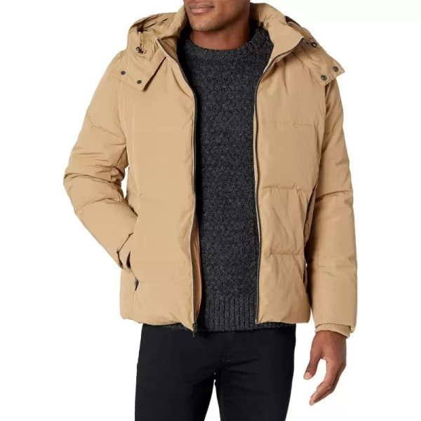 Cole Haan Mens Short Down Parka with Hooded Down CoatKhaki