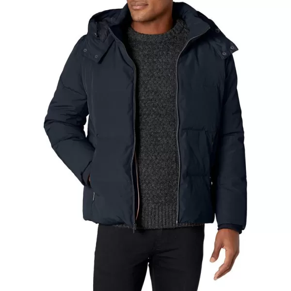 Cole Haan Mens Short Down Parka with Hooded Down CoatNavy