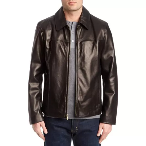 Cole Haan Mens Smooth Leather Collar JacketBlack