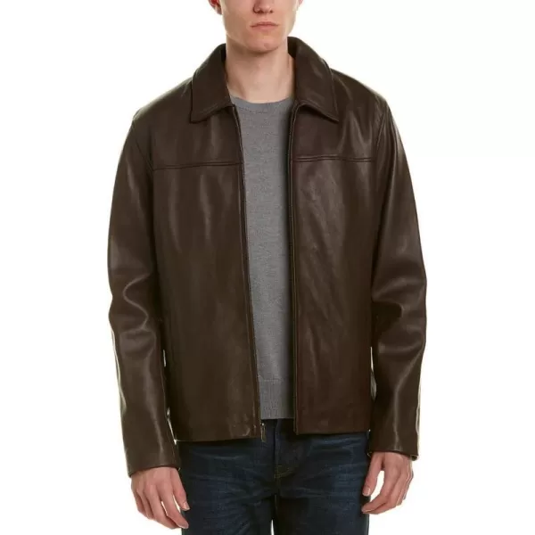 Cole Haan Mens Smooth Leather Collar JacketJava