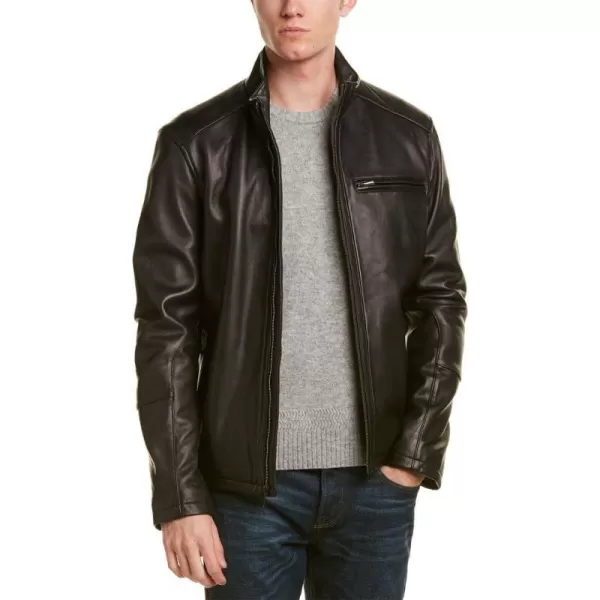 Cole Haan Mens Smooth Leather Moto JacketBlack