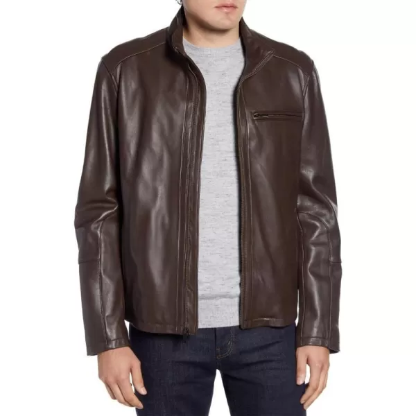 Cole Haan Mens Smooth Leather Moto JacketJava