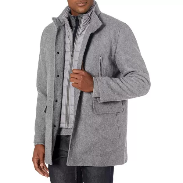 Cole Haan Mens Wool Twill Topper Coat with Water Resistant BibLight Grey