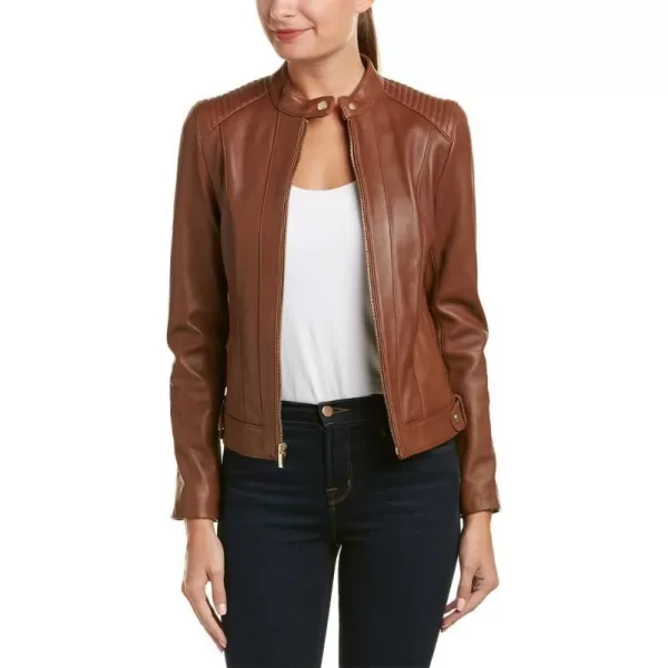 Cole Haan Racer Leather Jacket Women Love to Have in Their ClosetChestnut