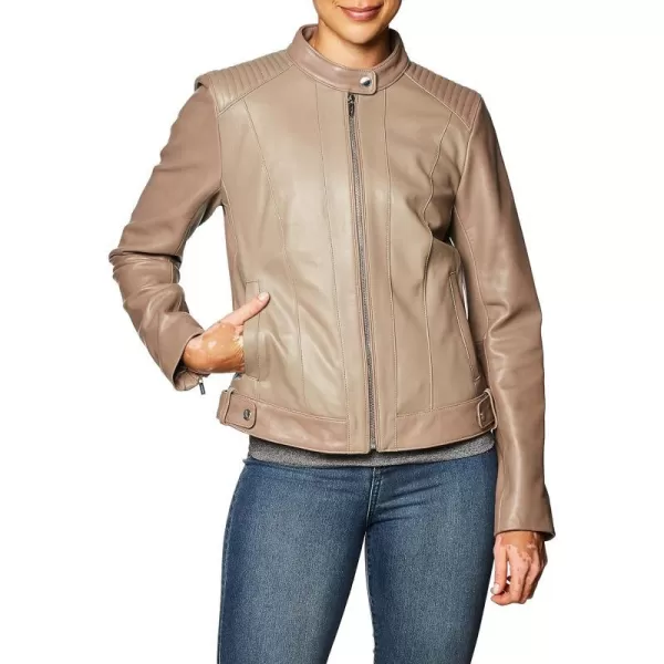 Cole Haan Racer Leather Jacket Women Love to Have in Their ClosetTaupe