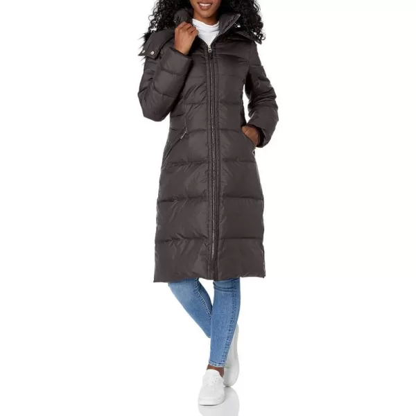 Cole Haan Womens Essential Down Coat with Fur Trim HoodBlack