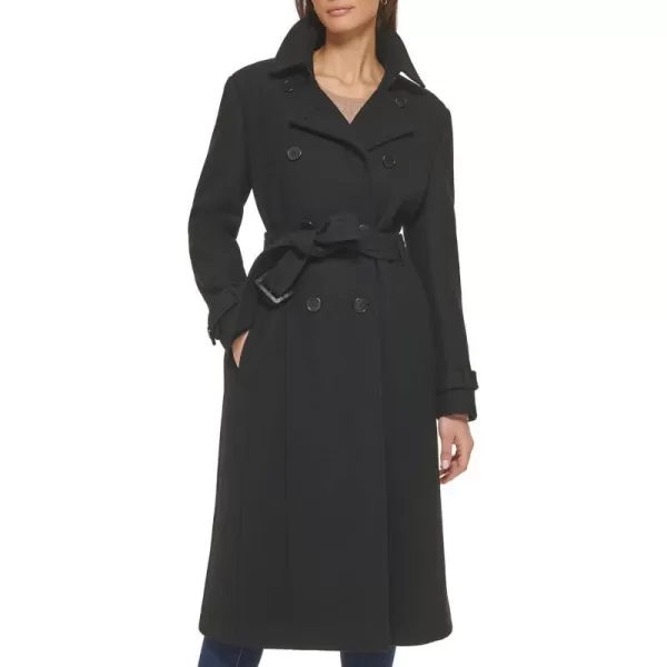 Cole Haan Womens Flared Trench Slick Wool CoatBlack